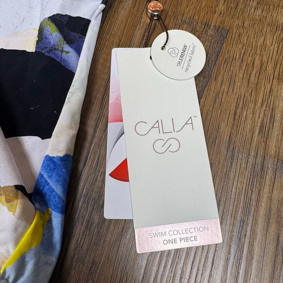 Calia NWT cutout halter one piece swim collage pure white abstract size 12 - Picture 4 of 14